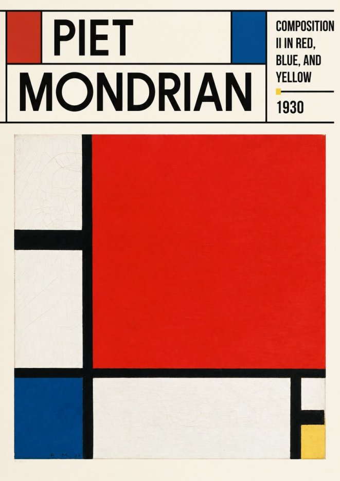 Piet Mondrian Composition Ii in Red, Blue, and Yellow No3 - Póster