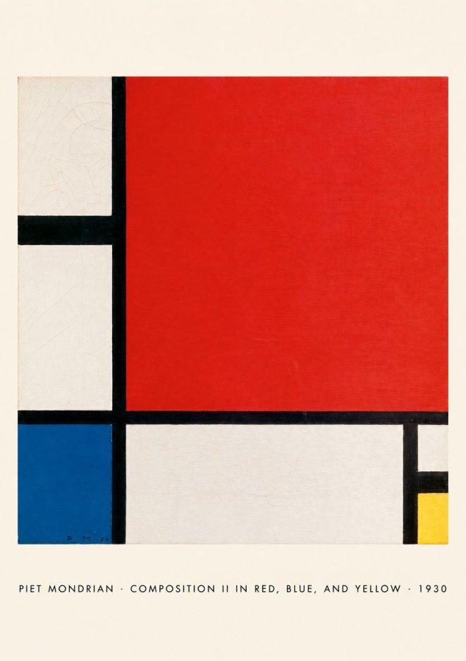 Piet Mondrian Composition Ii in Red, Blue, and Yellow No5 - Póster