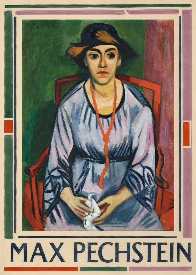 Max Pechstein Seated Woman with Hat No1 - Póster