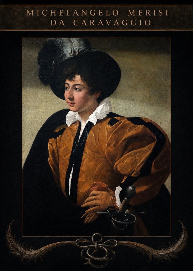 Michelangelo Merisi da Caravaggio Young Man with a Plumed Hat No4 - Póster