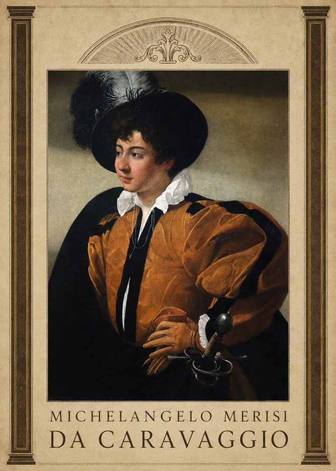 Michelangelo Merisi da Caravaggio Young Man with a Plumed Hat No5 - Póster
