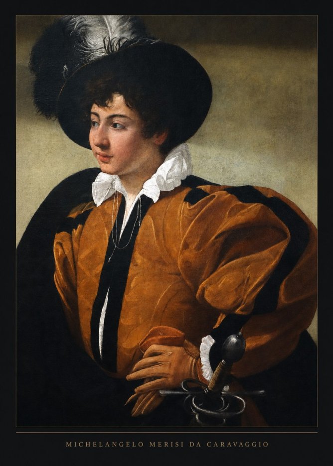 Michelangelo Merisi da Caravaggio Young Man with a Plumed Hat No6 - Póster