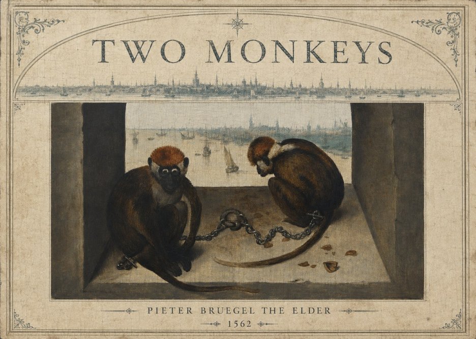 Pieter Bruegel Two Monkeys I No6 - Póster