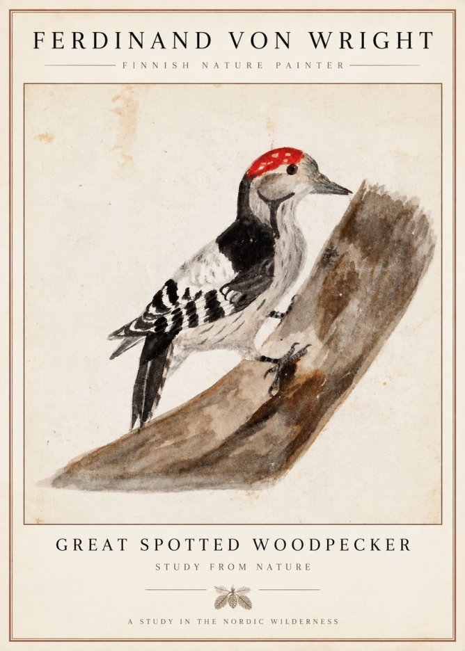 Ferdinand von Wright Woodpecker Study No5 - Póster