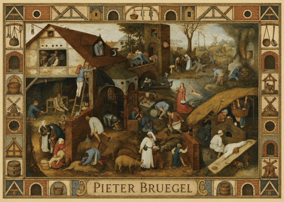 Pieter Bruegel Netherlandish Proverbs I No6 - Póster