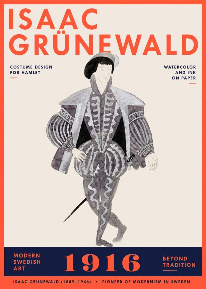 Isaac Grünewald Costume Design for Hamlet No3 - Póster