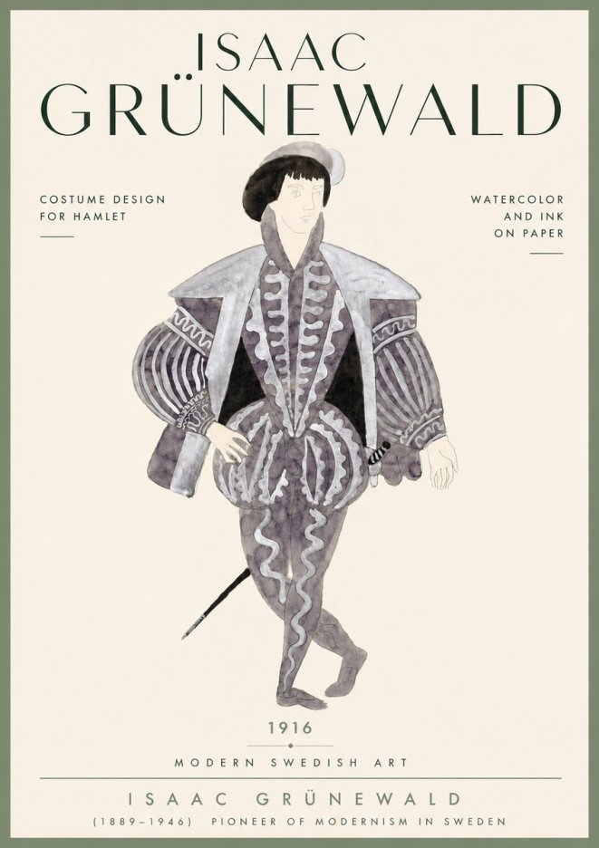 Isaac Grünewald Costume Design for Hamlet No4 - Póster