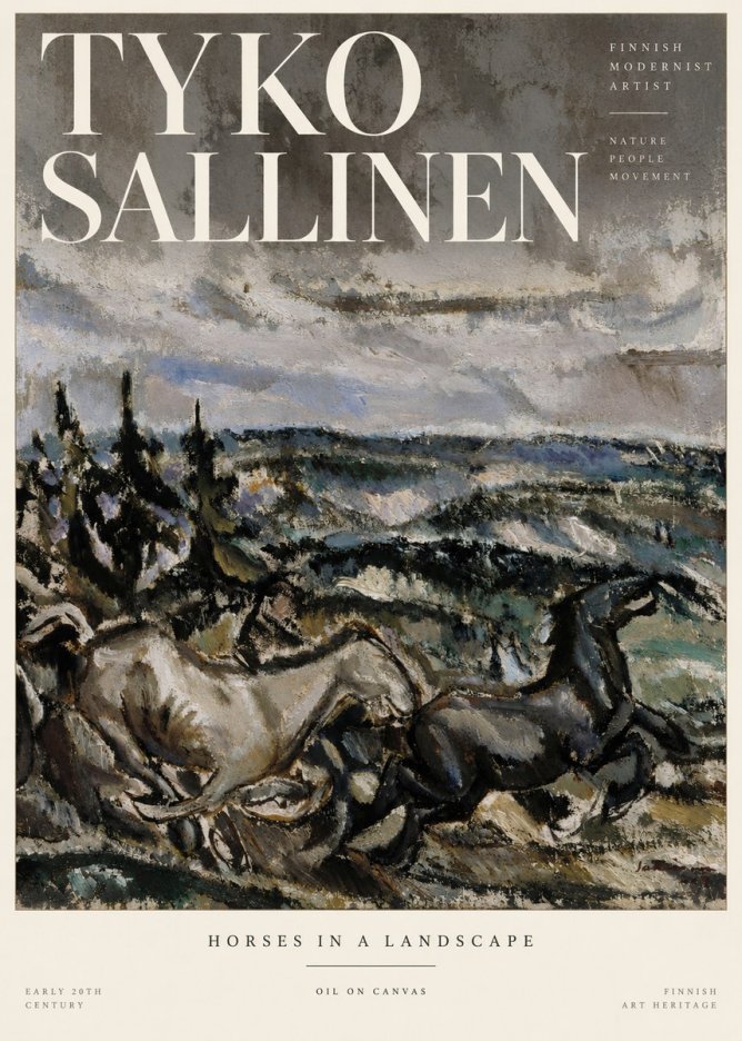 Tyko Sallinen Horses in a Landscape No3 - Póster