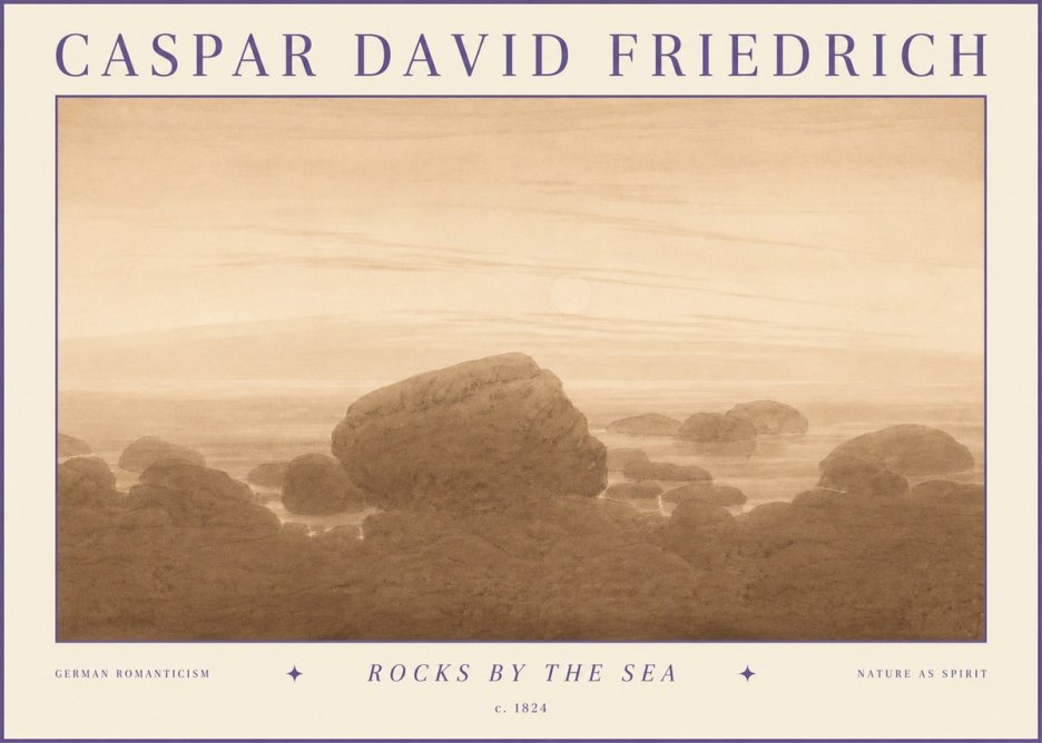 Caspar David Friedrich Rocks by the Sea No3 - Póster