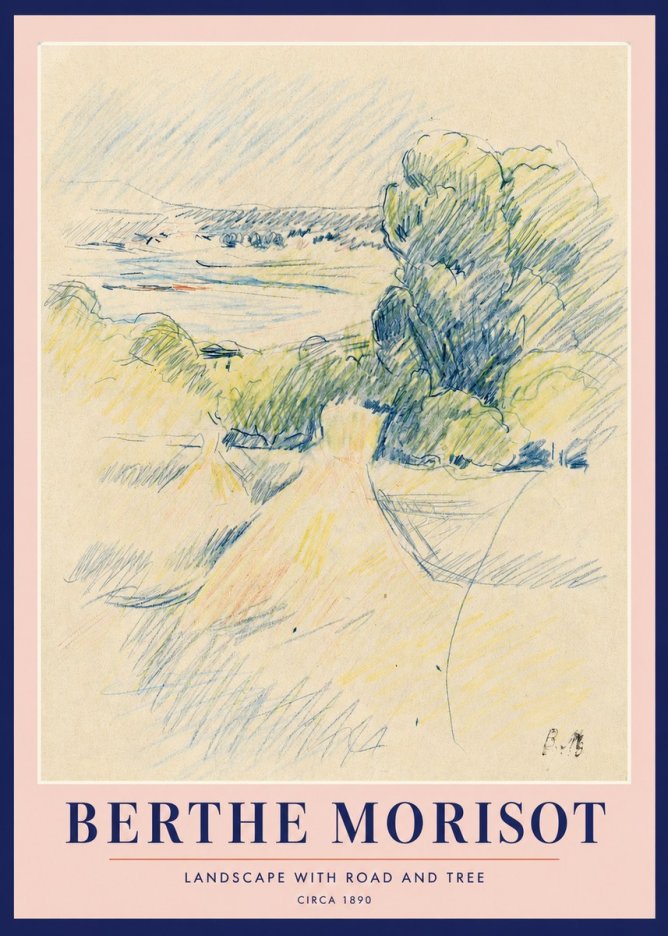 Berthe Morisot Landscape with Road and Tree No2 - Póster