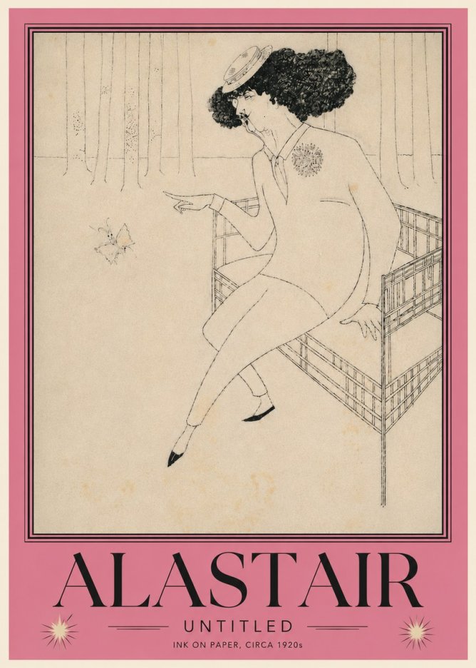 Alastair Lady with Butterfly No6 - Póster