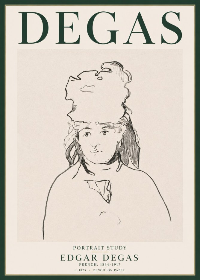 Edgar Degas Portrait Study No3 - Póster