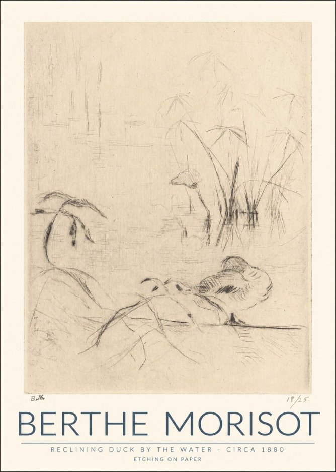 Berthe Morisot Reclining Duck by the Water No1 - Póster