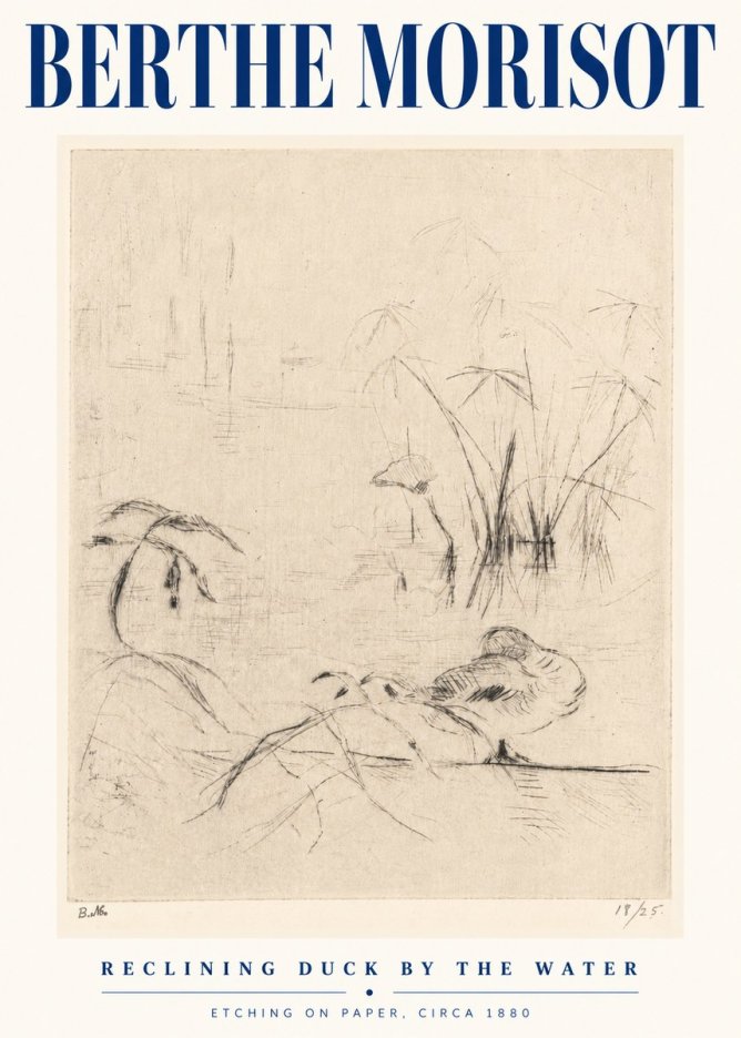 Berthe Morisot Reclining Duck by the Water No5 - Póster