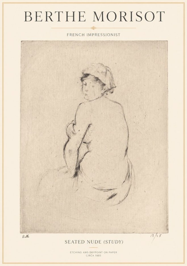 Berthe Morisot Seated Nude (Study) No1 - Póster