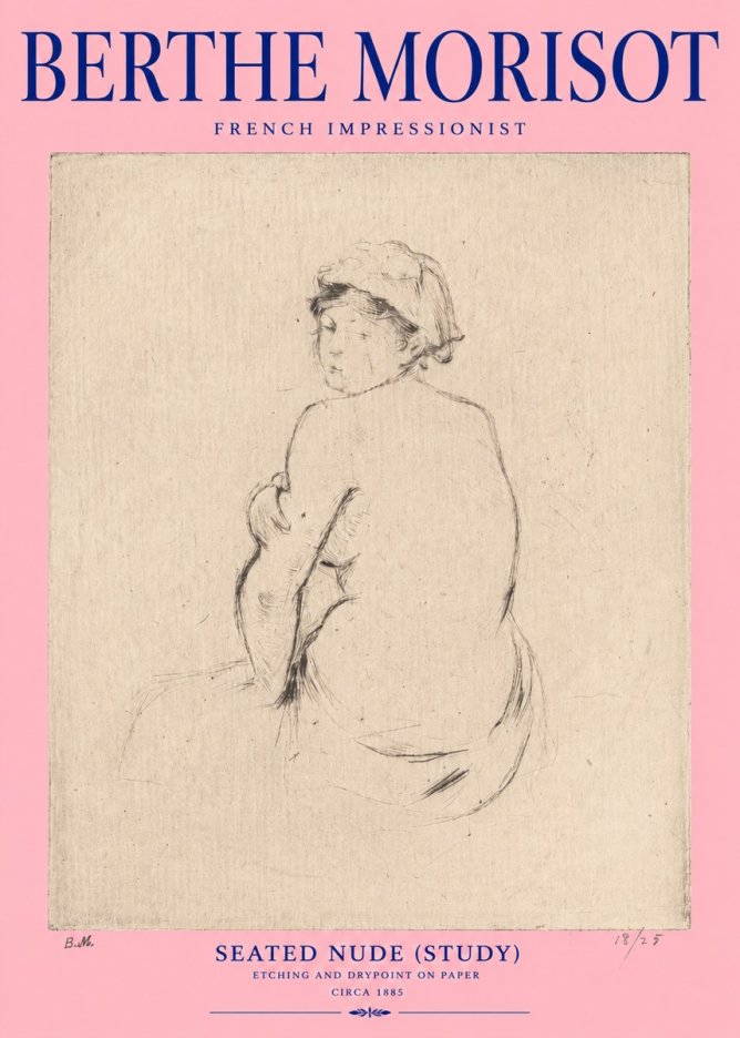 Berthe Morisot Seated Nude (Study) No2 - Póster