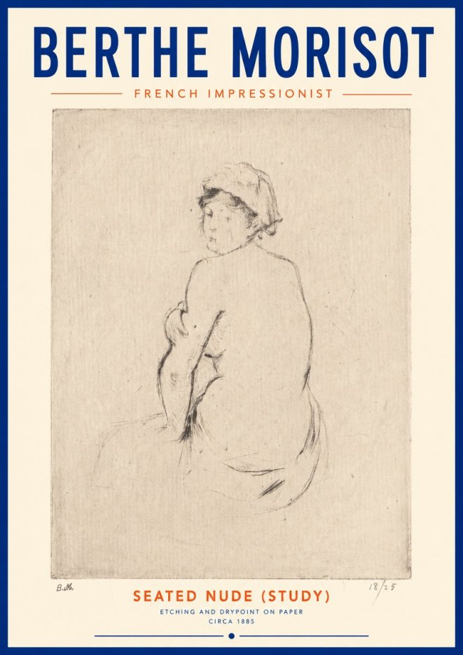 Berthe Morisot Seated Nude (Study) No4 - Póster