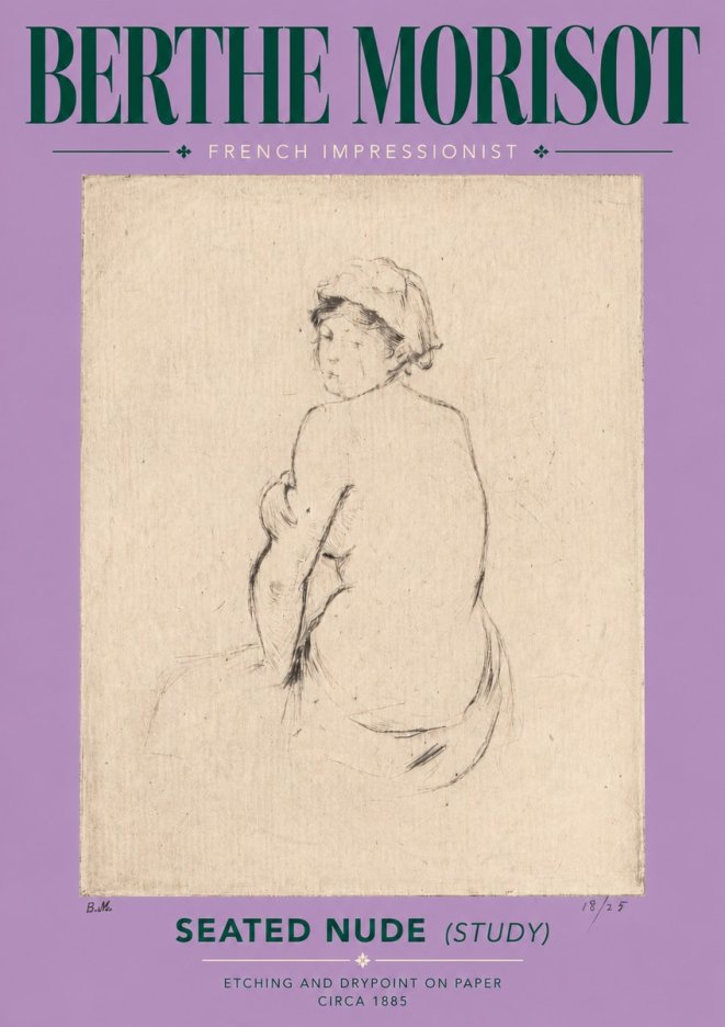 Berthe Morisot Seated Nude (Study) No5 - Póster
