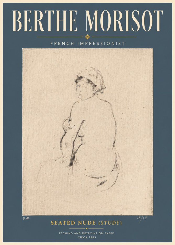 Berthe Morisot Seated Nude (Study) No6 - Póster