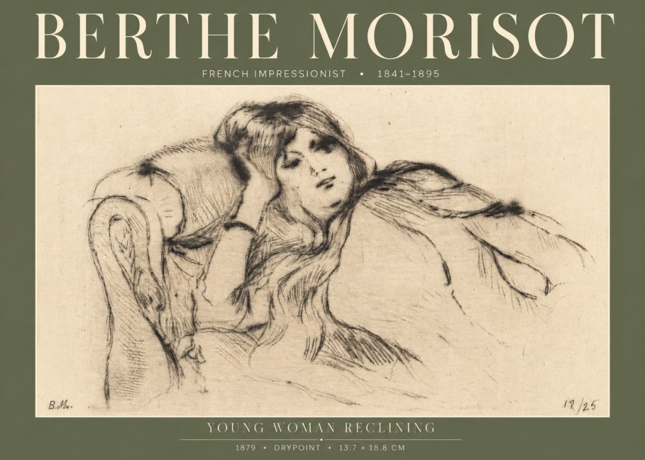 Berthe Morisot Young Woman Reclining II No4 - Póster