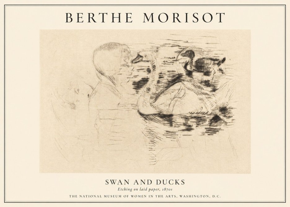 Berthe Morisot Swan and Ducks No1 - Póster