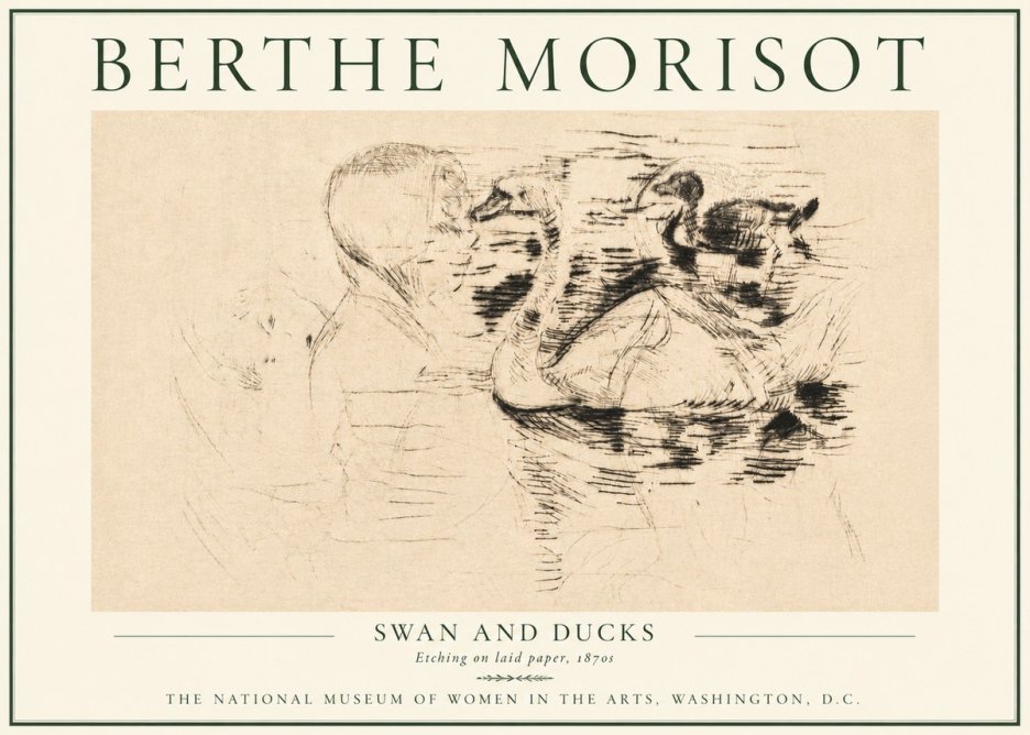 Berthe Morisot Swan and Ducks No4 - Póster