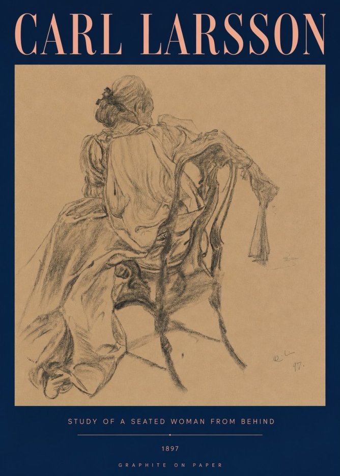 Carl Larsson Study of a Seated Woman from Behind No5 - Póster