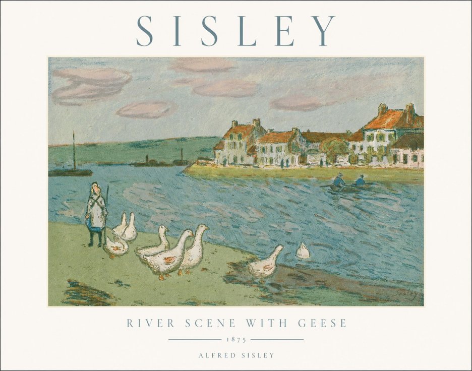 Sisley River Scene with Geese No1 - Póster