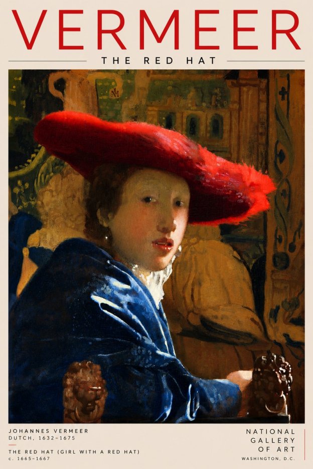 Vermeer The Red Hat No2 - Póster
