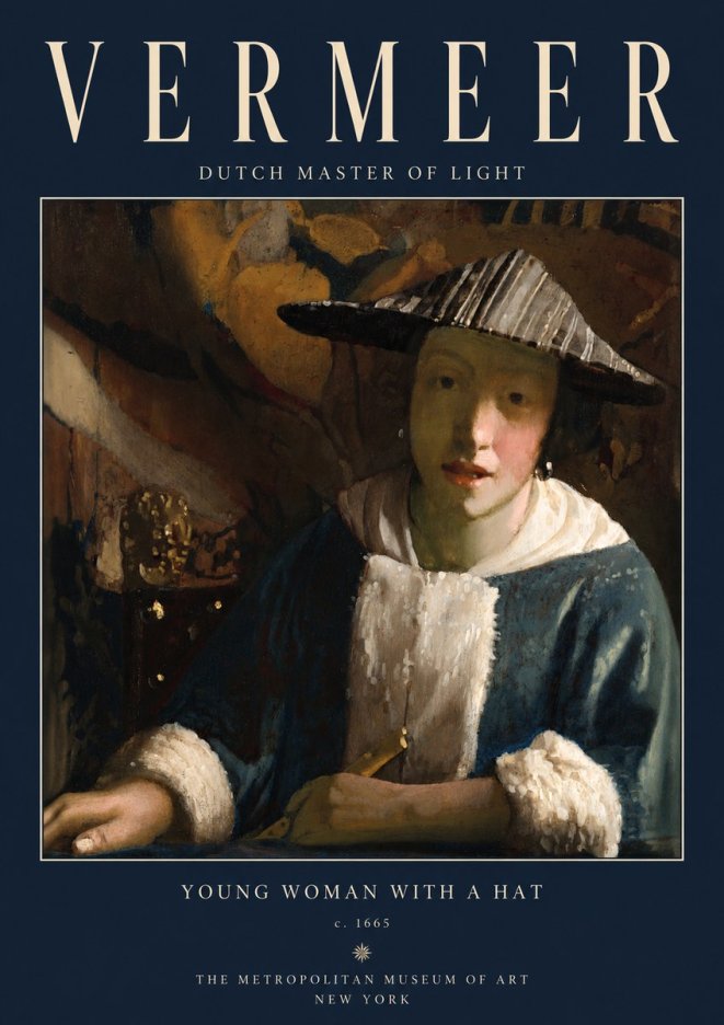 Vermeer Young Woman with a Hat No2 - Póster