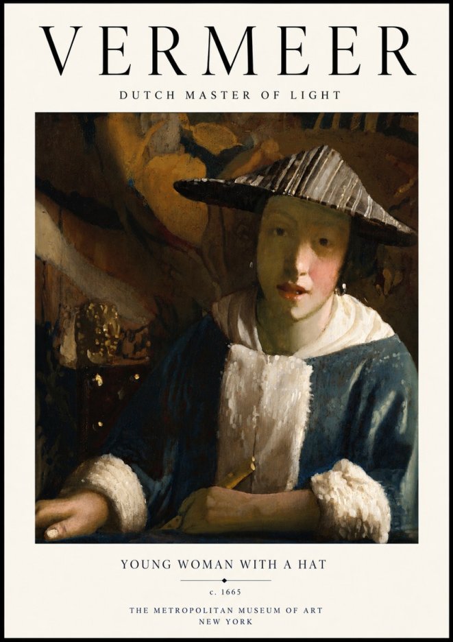 Vermeer Young Woman with a Hat No3 - Póster
