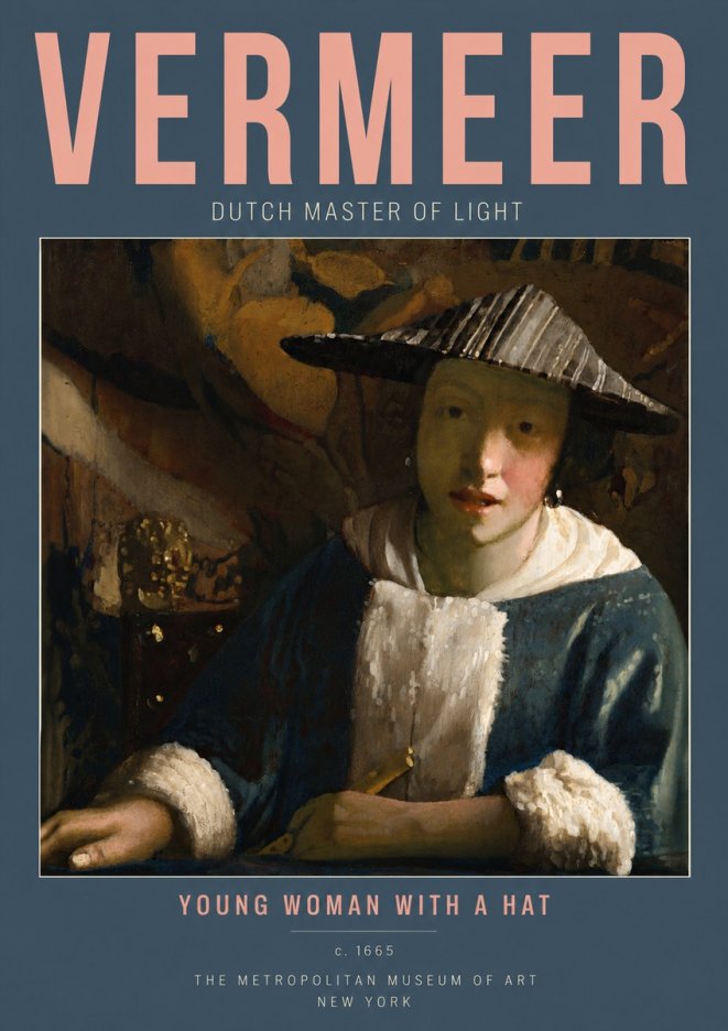 Vermeer Young Woman with a Hat No4 - Póster