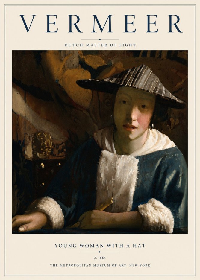 Vermeer Young Woman with a Hat No5 - Póster