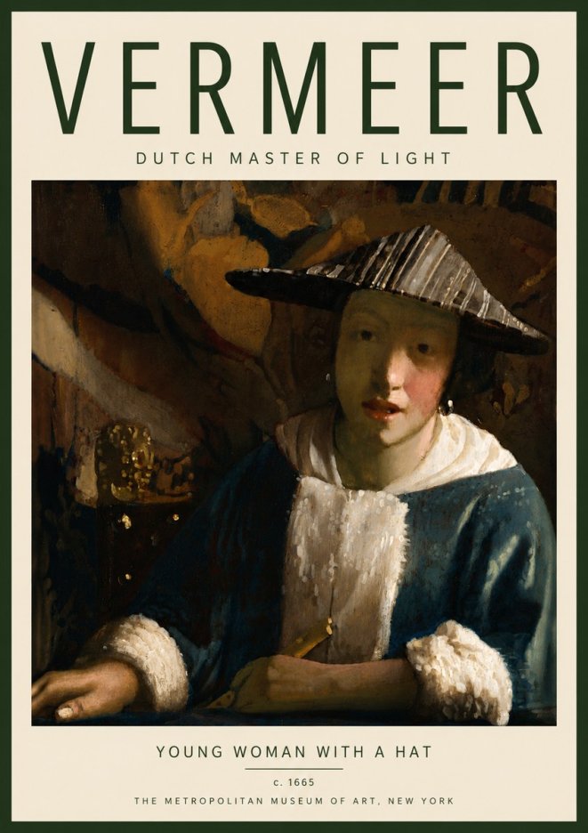 Vermeer Young Woman with a Hat No6 - Póster