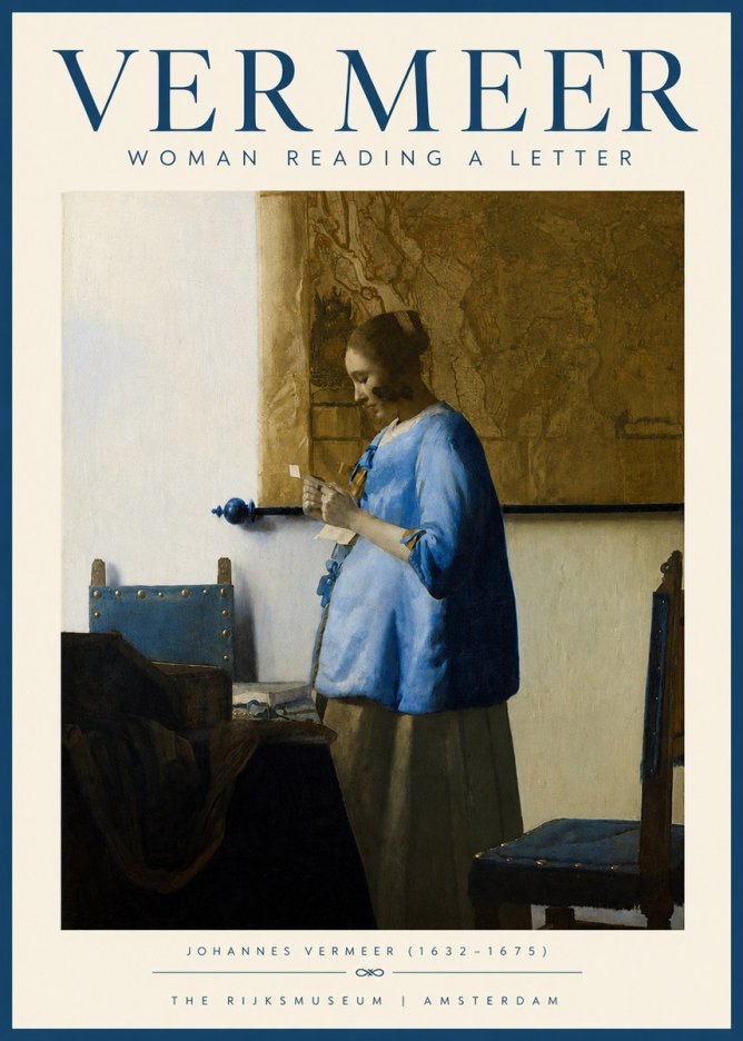 Vermeer Woman Reading a Letter No3 - Póster