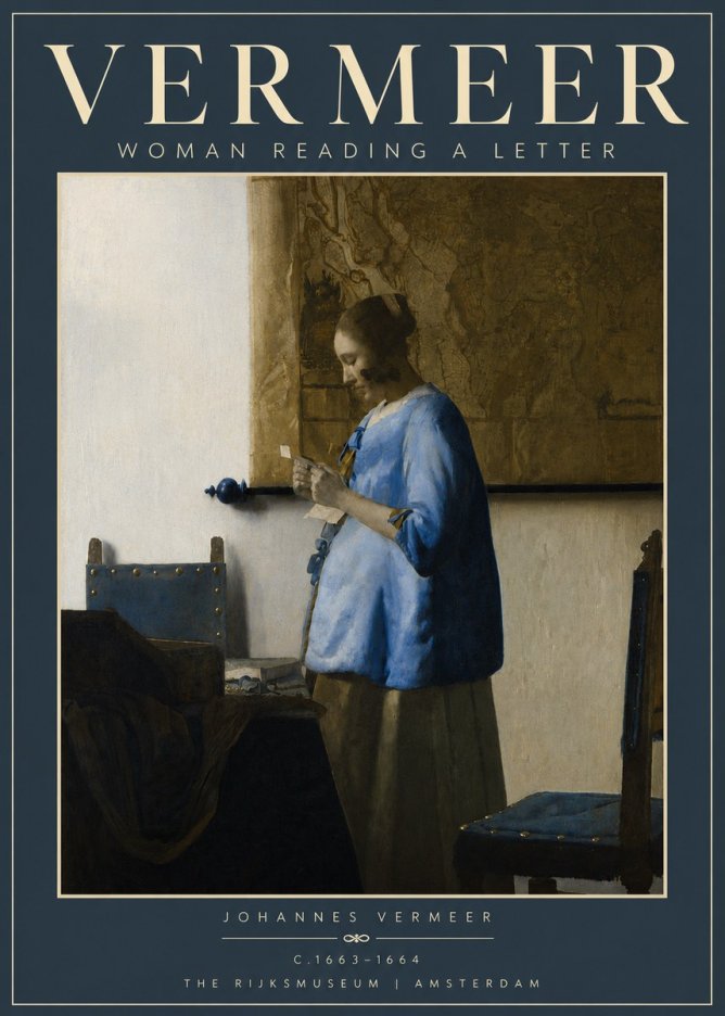 Vermeer Woman Reading a Letter No4 - Póster