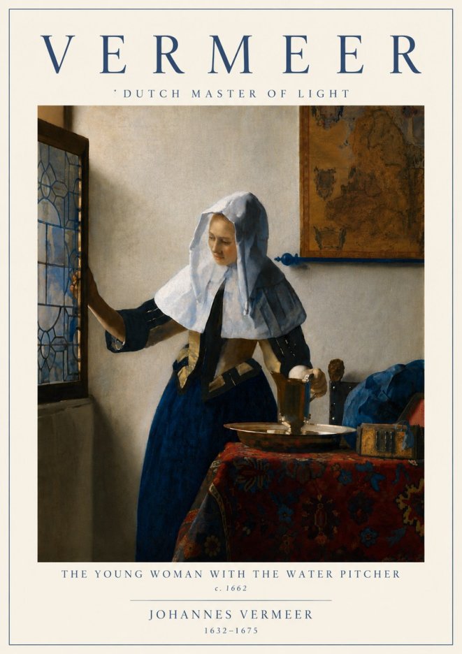 Vermeer The Young Woman with the Water Pitcher No6 - Póster