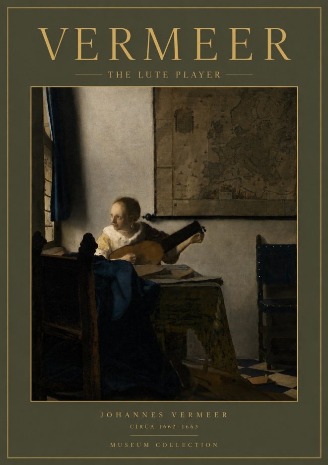Vermeer The Lute Player No4 - Póster
