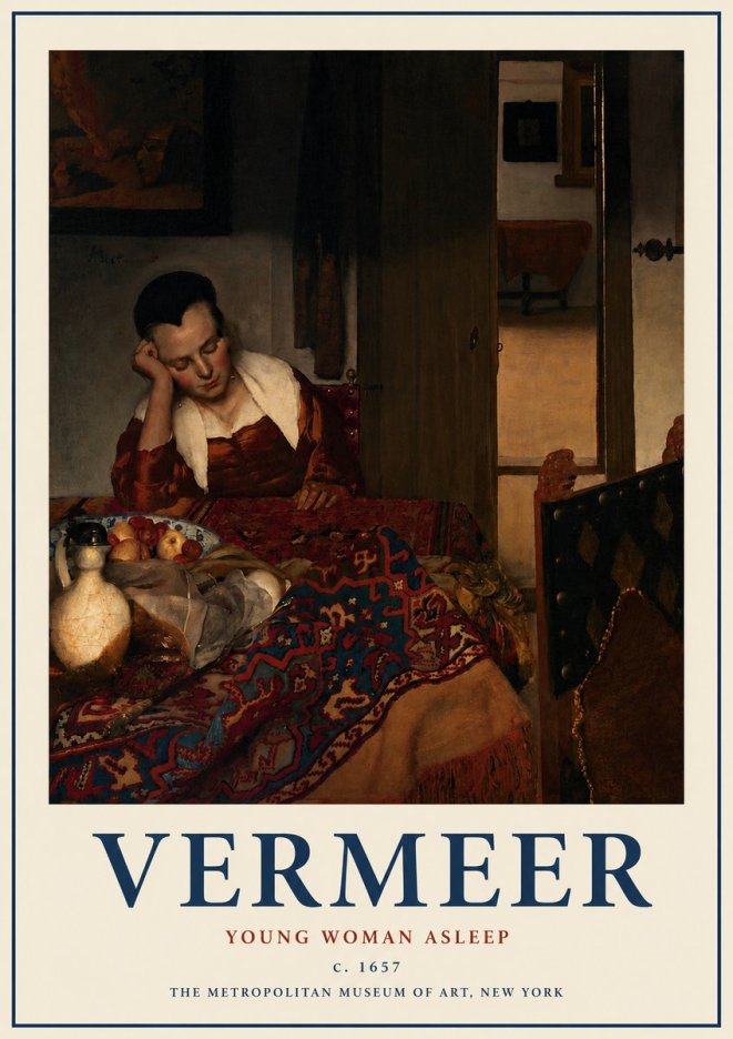 Vermeer Young Woman Asleep No3 - Póster