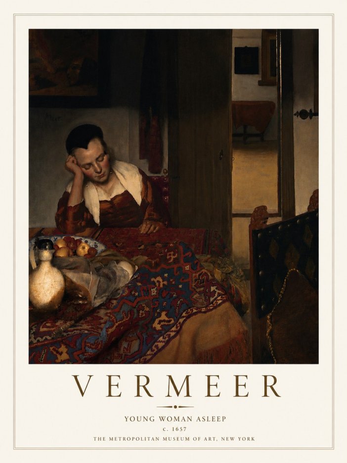 Vermeer Young Woman Asleep No4 - Póster