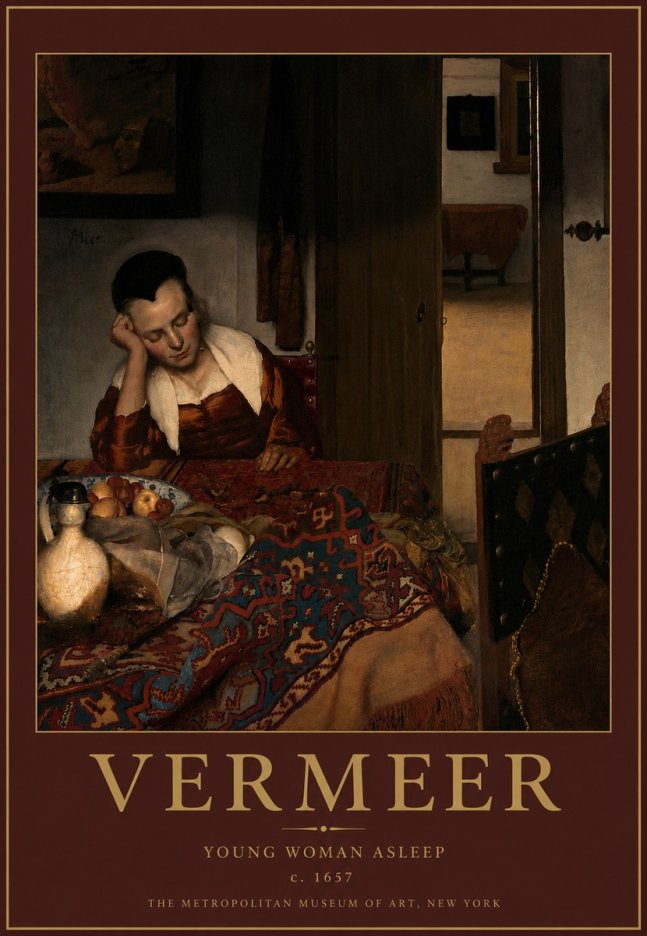 Vermeer Young Woman Asleep No5 - Póster