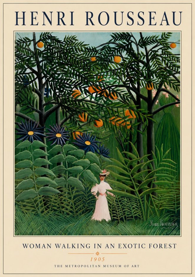 Rousseau Woman Walking in an Exotic Forest No4 - Póster