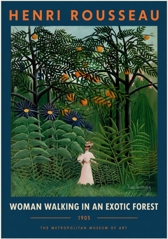 Rousseau Woman Walking in an Exotic Forest No5 - Póster