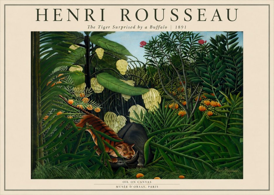 Rousseau The Tiger Surprised by a Buffalo No2 - Póster