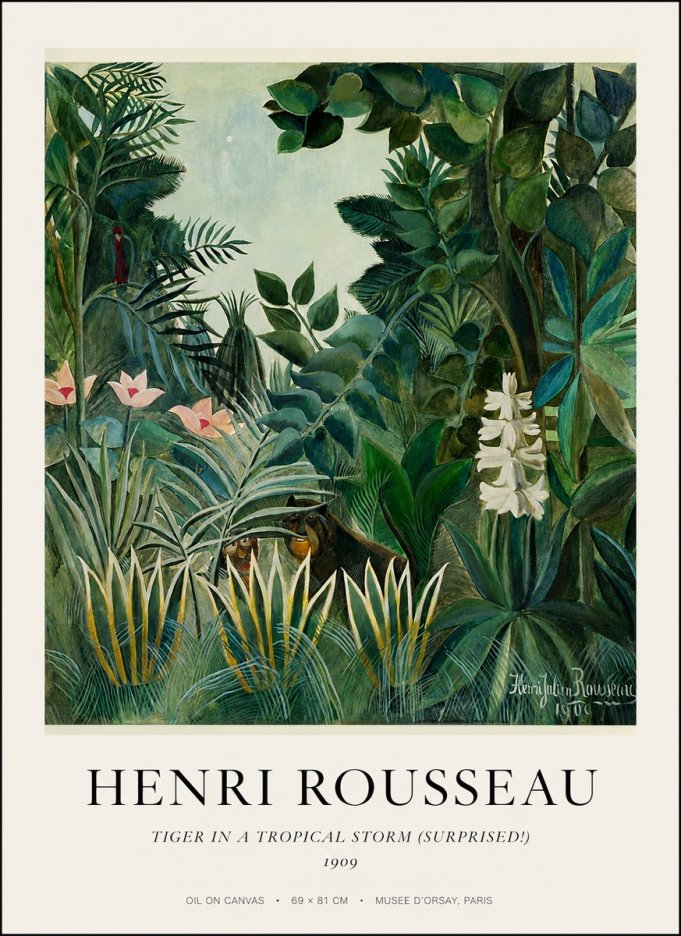 Rousseau Tiger in a Tropical Storm (Surprised!) No1 - Póster