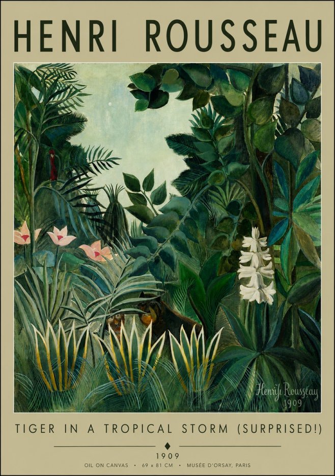Rousseau Tiger in a Tropical Storm (Surprised!) No2 - Póster