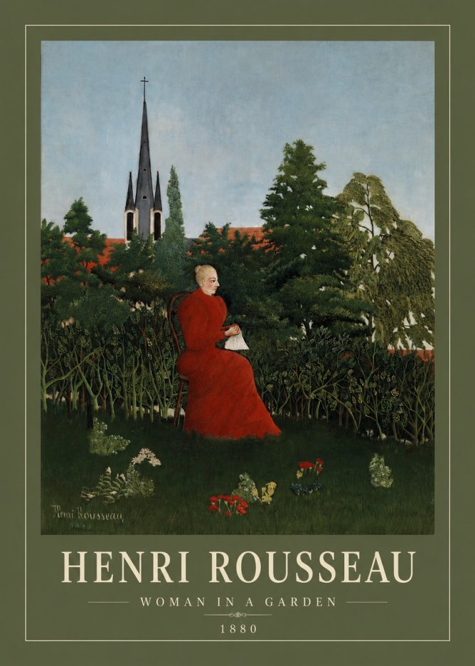 Rousseau Woman in a Garden No2 - Póster