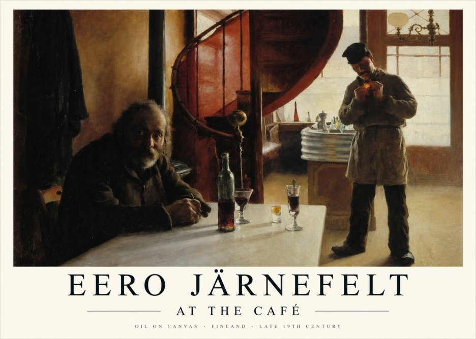 Eero Järnefelt Interior with Two Men No2 - Póster
