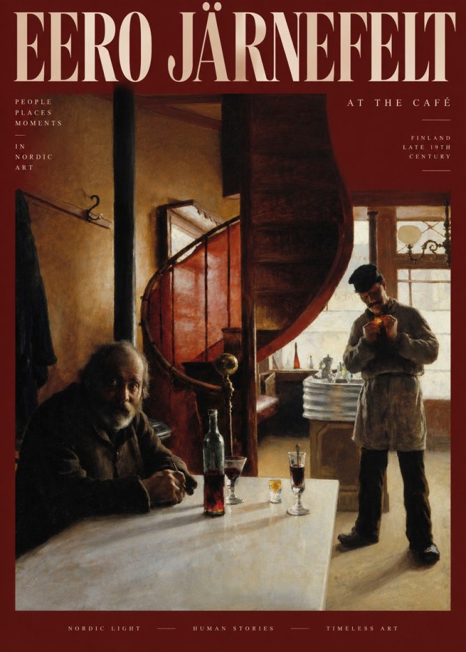 Eero Järnefelt Interior with Two Men No3 - Póster