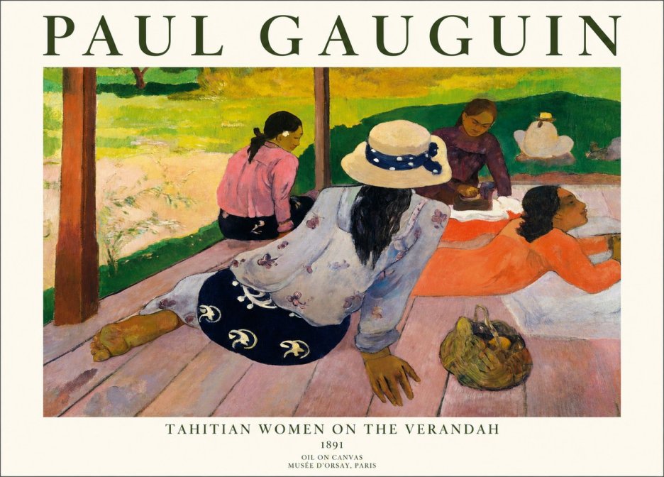 Paul Gauguin Tahitian Women on the Verandah No1 - Póster